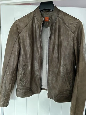 Hugo Boss Brown Nappa Leather Jacket Great Condition RRP £499 Large 40 Chest - Image 1 of 4