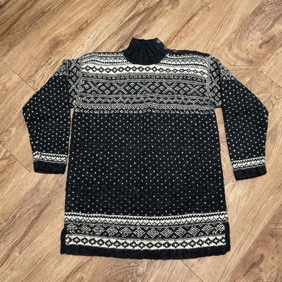 Ralph Lauren Country Wool Silk Black Sweater Womens Size Measured Hand Knitted - Image 1 of 4