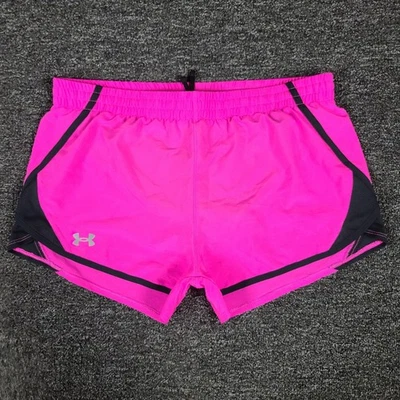 Under Armour Shorts Girls Large Pink UA Fly By Gym Brief Lined Running 3" Inseam - Image 1 of 4
