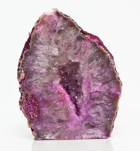 Agate Geode Half Slab Slice Cut Base Pink Crystal Quartz Decor XL 5.03 lb H2177 - Picture 1 of 12