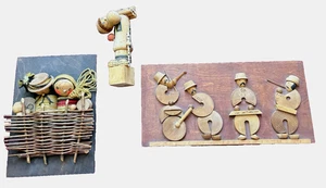 3 Vtg Handcrafted Russian Folk Art Pieces from 1963 Basket Music Instruments - Picture 1 of 11