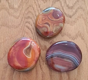 Top Natural Red Lace Agate Lot of 3 Silk Banded Madagascar 258 Grams Total - Picture 1 of 9