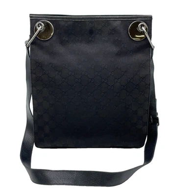 Authentic Gucci 120842 GG Canvas Leather Black Messenger Shoulder Bag NS110254 - Image 1 of 4