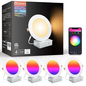 Smart Recessed Lighting 6 Inch, Canless LED Recessed Lights 13W 1000LM, Color... - Picture 1 of 8