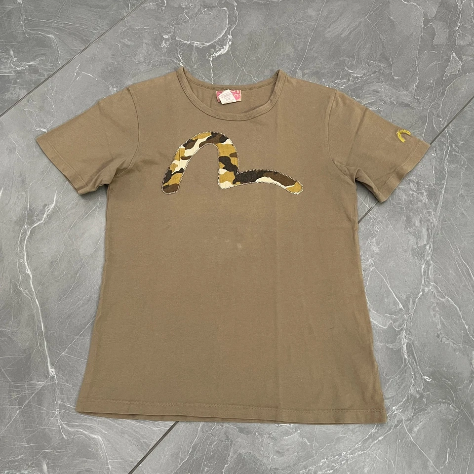 Camiseta para mujer EVISU DONNA camuflada con logotipo de gaviota beige talla 34/36 XS-S Foto 1 de 4