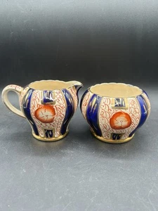 Vintage Sudlow's Burslem sugar and creamer England, cobalt blue and gold - Picture 1 of 13