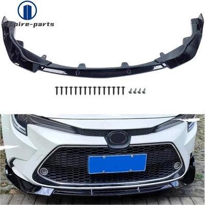 Divisor de lábio frontal preto brilhante para Toyota Corolla Sedan LE XLE 2020 2021-2024 - Imagem 1 de 4