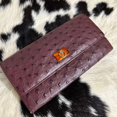 Monedero CHRISTIAN CUJARD Avestruz Cartera Larga Morado Foto 1 de 4