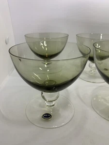 Footed Elegant Glasses Set of 6 Western Germany Ombre Green Brown  - Picture 1 of 9