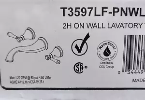 Grifo de baño Delta T3597LF-PNWL montaje en pared casidy en níquel pulido - Imagen 1 de 2