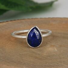 Bezel Set Lapis Lazuli Stackable Ring 925 Sterling Silver Gemstone Jewelry