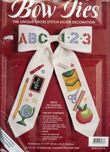 Back to School - JCA Cross Stitch Bow Ties Door Decoration KIT 11x17" - OPENED - Picture 1 of 3