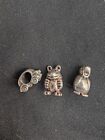 3 X Silver 925 Hallmarked Charms Car, Duck And Frog **