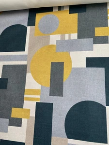 5.3 metres black and yellow retro weave upholstery fabric FREE POSTAGE - Picture 1 of 4