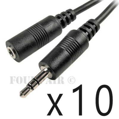 10 Pack Lot - 15ft 3.5mm Stereo Audio Extension Cable Male to Female M/F MP3 1/8 - Image 1 of 2