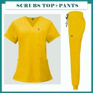 Unisex Scrubs Set Nurse Accessories Medical Uniform Dental Clinical Workwear New - Picture 1 of 30