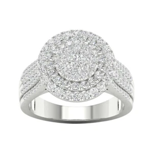 10k White Gold 1/4 Ct round Diamond Crossover Engagement Ring Size 7.5 - Picture 1 of 5