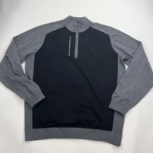 Footjoy Windproof Tech 1/4 Zip Sweater Pullover Golf Sz XL Black Gray Wool Blend - Picture 1 of 8