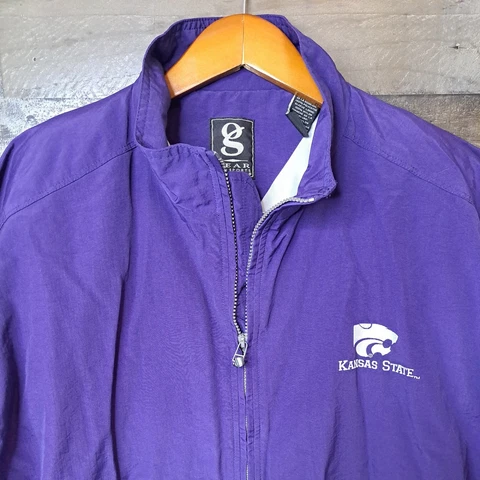Kansas State Wildcats Jacket Mens Extra Large Full Zip Windbreaker Stitched Logo Cover