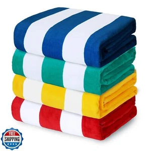 Exclusivo Mezcla 4 Pack Cotton Large 30x60 Inches Soft Cabana Stripe Thick Be - Picture 1 of 5