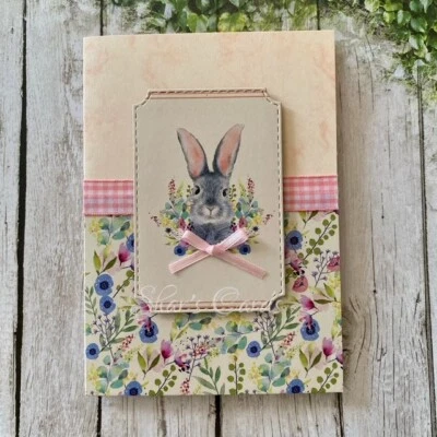 Spring BUNNY CARD, Repurposed Easter Rabbit Greeting Card, Handmade in Australia - Image 1 of 4