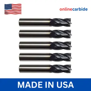 5 PCS 1/4" 4 FLUTE CARBIDE END MILL - TiALN COATED - Picture 1 of 3