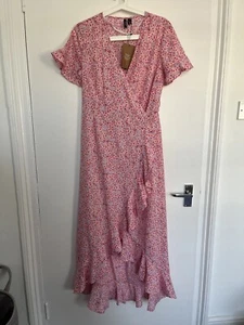 Vero Moda Floral Print Lined Sleeveless Maxi Wrap Front Dress UK Size S / 6-10 - Picture 1 of 9