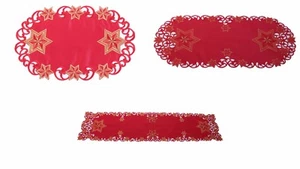 Stickerei, Tischdecke, Tischläufer, Weihnachten Stern Weihnachtsstern Rot - Bild 1 von 4