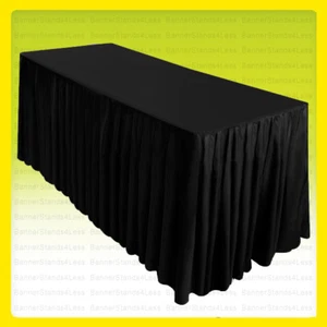6' Fitted Table Skirt Cover Tablecloth w/Top Topper Wedding Banquet Event BLACK - Picture 1 of 1