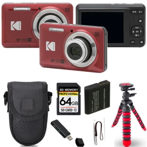 Kodak PIXPRO FZ55 Digital Camera (Red)+Spider Tripod + Case - 64GB Kit - Picture 1 of 6