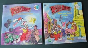 Juego de libros Who Framed Roger Rabbit 2 aspecto dorado Disney Amblin con licencia ¡GENIAL! - Imagen 1 de 1