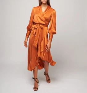 zimmermann Silk Wrap Midi Dress size 1 - Foto 1 di 9