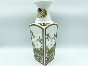 Vintage Toyo Ming Lotus Japan  Floral Hummingbird Vase Green Fuchsia - Picture 1 of 4