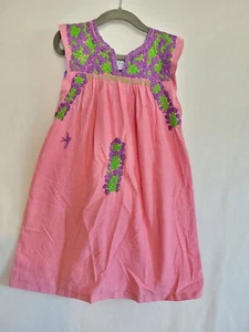 Mi Golondrina Dress Girls Size 6 Florecita Embroidered Pink Purple Green - Picture 1 of 10