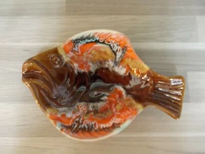 Cuenco de oferta retro cuenco pescado marrón naranja años 70 60 L 20 cm Vallauris - Imagen 1 de 2