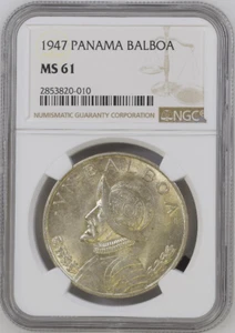 :1947 1-BALBOA PANAMA SHINING BU NGC MS 61 RARITY R3 LOW POP HIGHEST GRADES - Picture 1 of 2
