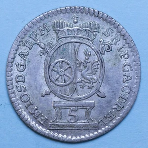 GERMANIA MAINZ 5 KREUZER 1765 FB ARGENTO QFDC SILVER COIN COLLEZIONE NUMISMATICA - Imagen 1 de 2