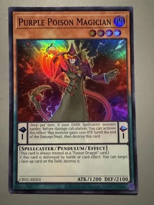 YUGIOH PURPLE POISON MAGICIAN ASIA ENGLISH EDITION CR02-AE024 SUPER RARE - Image 1 of 3