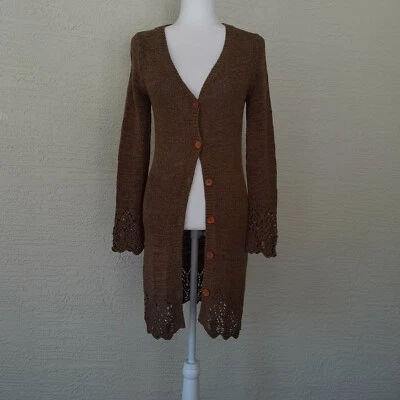 Cárdigan BCBG MaxAzaria Manga Larga Botón Frontal Marrón Med Foto 1 de 3