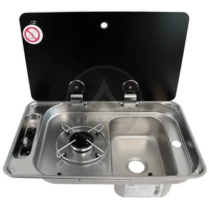 COMBINACIÓN DE HOB Y FREGADERO DERECHO CAN ONE BURNER CON TAPA DE VIDRIO FL1323 CAMPERVAN - Imagen 1 de 5