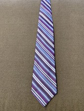 Men's Stafford Essentials Purple Blue 100% Silk Neck Tie Necktie (KC)