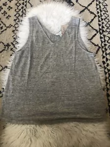 SUNDANCE Mabel 100% Linen Tank Top Women's Size PXL Heather Grey NWT. W - Picture 1 of 6