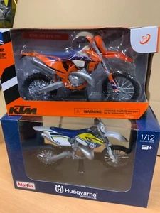 HUSQVARNA & KTM ENDURO 1:12 Die-Cast Motocross MX Toy Model Bikes Combo - Picture 1 of 3