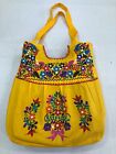 Artisan Ethnic Boho Embroidered Floral Bag Beach Purse Handmade in Mexico Yellow