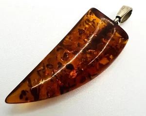 Art déco Bernstein Anhänger Zahnform Cognac Amber pendant tooth shape - Bild 1 von 4