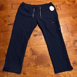 White Cross Scrub Pants Women's 337 Navy XXL Drawstring Zip Cargo Medical - Picture 1 of 6