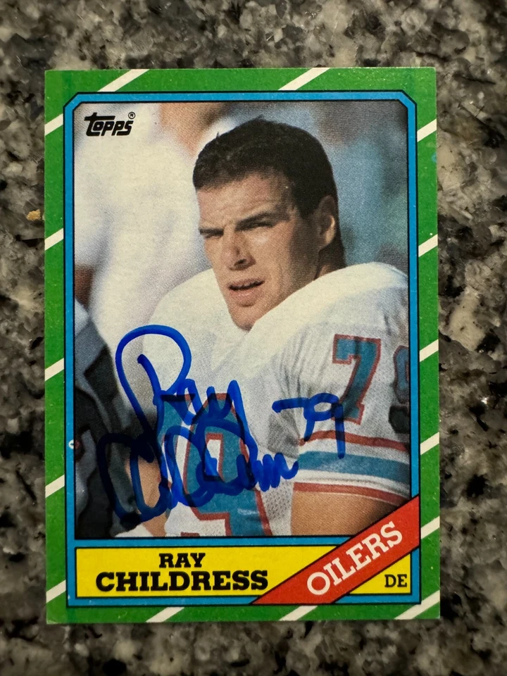 Tarjeta Topps 1986 firmada por Ray Childress de Houston Oilers Foto 1 de 1