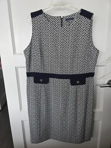 Tommy Hilfiger Women's Blue Print Round Neck Sleeveless Dress Size 18 - Picture 1 of 7