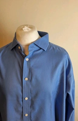 Camicia Charles Tyrwhitt blu twill 19" - 37" vestibilità regolare polsino con bottoni non ferro - Immagine 1 di 4
