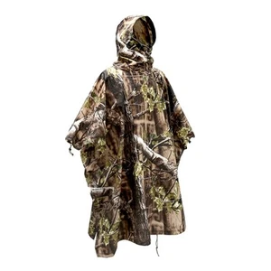 Woodland Camo Rain Poncho Hooded Waterproof Camouflauge Raincoat for Hunting ... - Picture 1 of 9